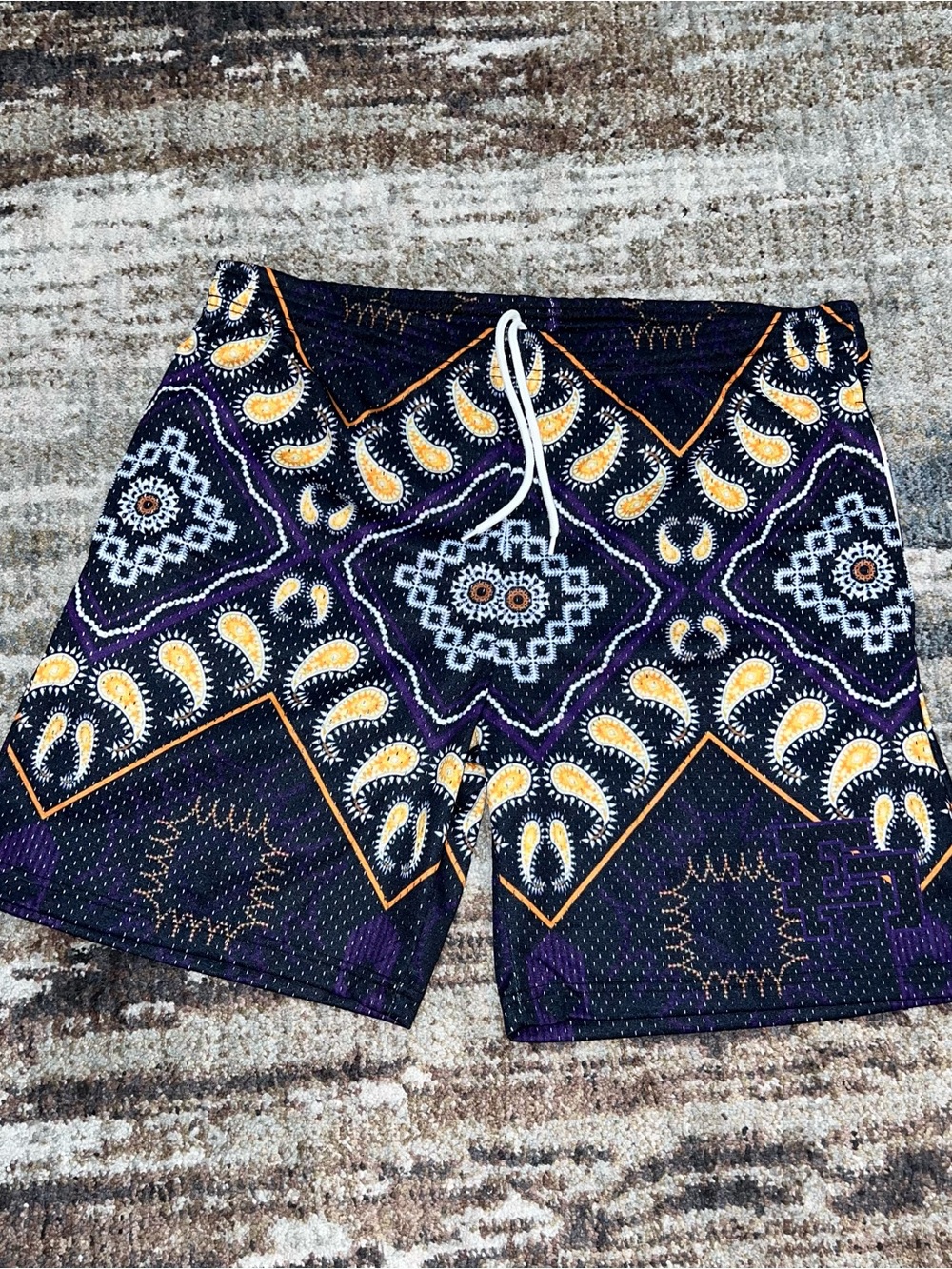 NEW Eric McKinney Purple Paisley Print Basketball Mesh Shorts
